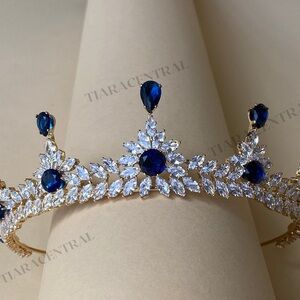 Elegant Gold and Blue Tiara